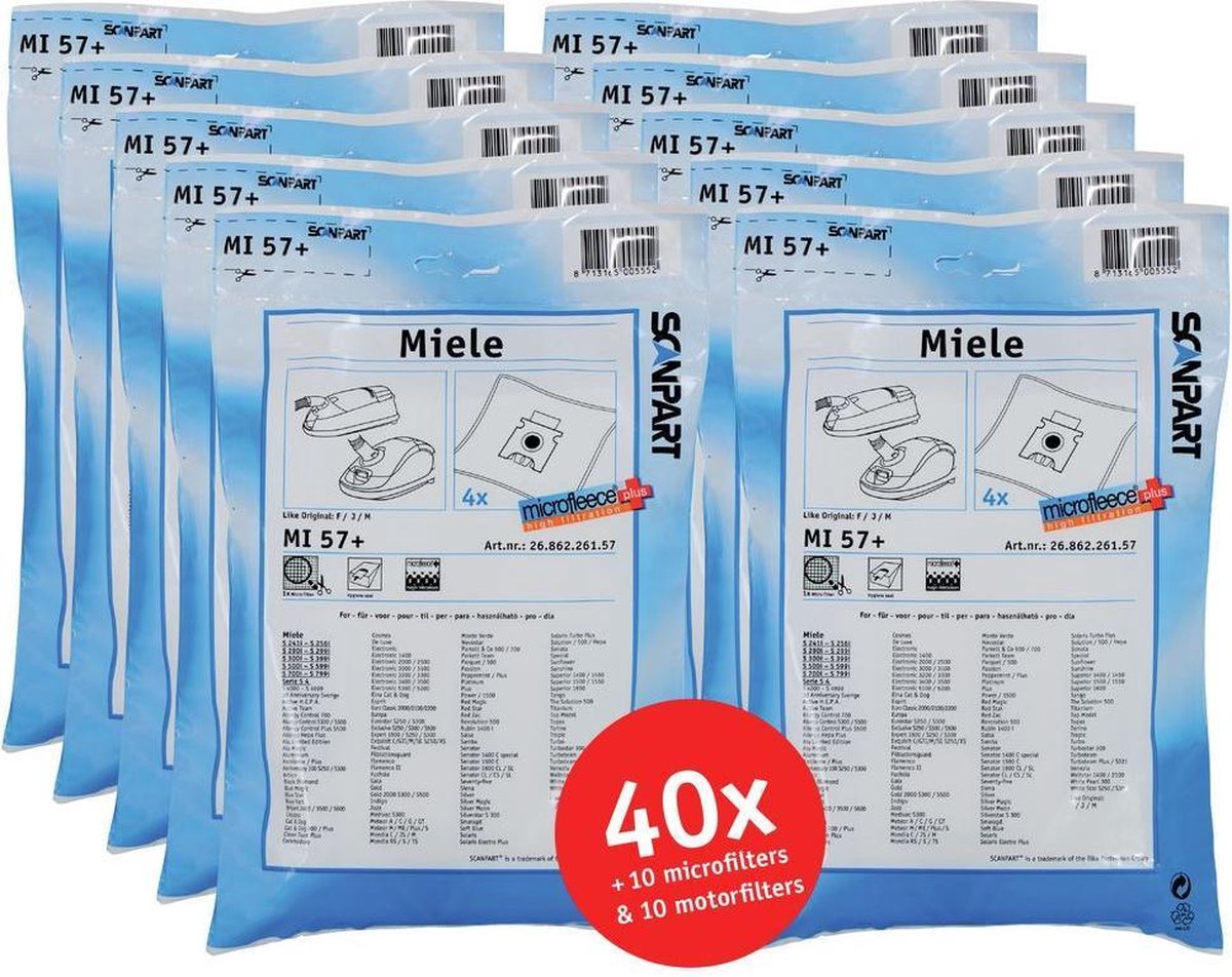 Scanpart - Stofzuigerzakken - Geschikt voor Miele type F/J/M - 40 stuks