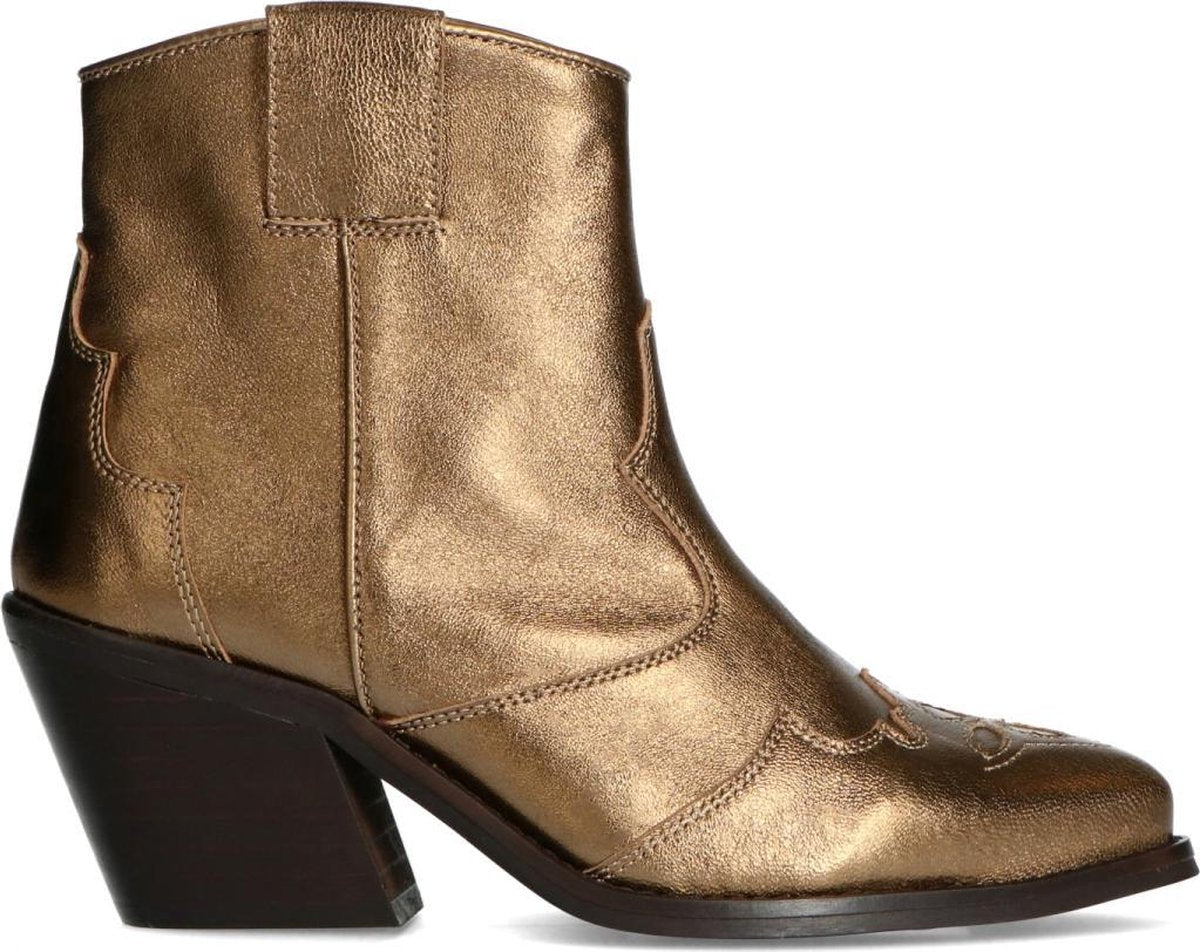 Manfield - Dames - Gouden leren cowboylaarsjes - Maat 38