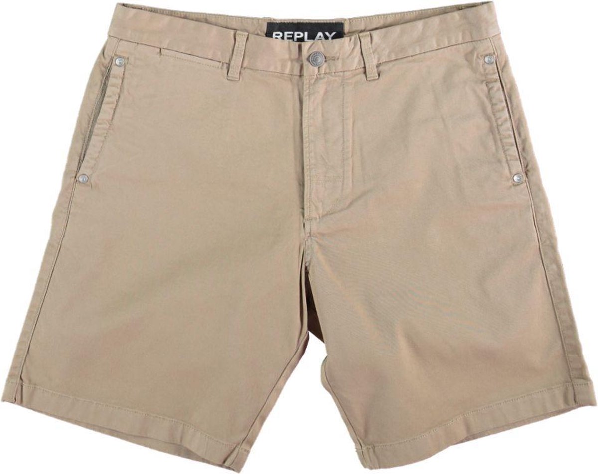 Replay regular fit stretch chino short khakibruin - Maat W29