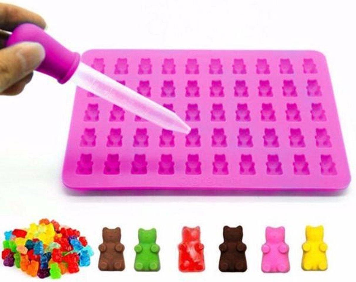 Siliconen Gummy Bear Mal – Chocoladevorm – Gelatine vorm – Snoep Maker – Ijsvormpjes – Gelei mal - Roze