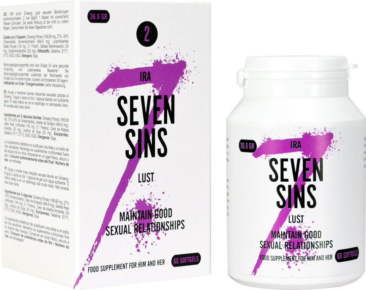 Seven Sins Lust - Libidoverhogende pillen - Helpt goede seksuele relaties te behouden