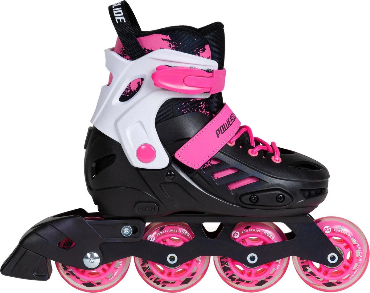 Powerslide One Khaan  Inlineskates - Maat 31-34 - Meisjes - zwart/roze/wit