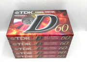 TDK Cassette Tape D 60 Chrome normal position 5 Pack /  Uiterst geschikt voor alle opnamedoeleinden / Sealed Blanco Cassettebandje / Cassettedeck / Walkman / TDK cassettebandje.