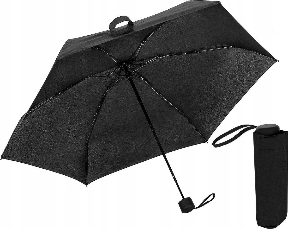 Opvouwbare Mini Paraplu - Klein & Opvouwbaar - Stormparaplu - Stevig Anti Storm & Wind - Windproof - 6 Panelen - Ø 90 cm - Ruimtebesparend & Compact - Zwart
