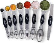 Luxe Magnetische maatlepel set – 8 delig en afstrijker – RVS Vaatwasserbestendig – Maatcups  - Maatbekers - Keukengerei -  Koken & Bakken - Maatschep - Vaste & Vloeibare ingrediënten