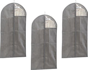 3x Grijze kledinghoezen 60 x 120 cm met kijkvenster - Zeller - Kledingkastbenodigdheden - Kleding opbergen - Colberts/jasjes/pakken opbergen - Kledinghoezen groot