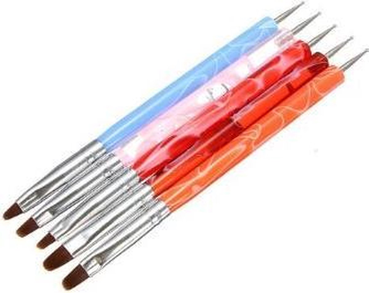 Marmer Acryl Penselen met druppelpen (5 kleuren)