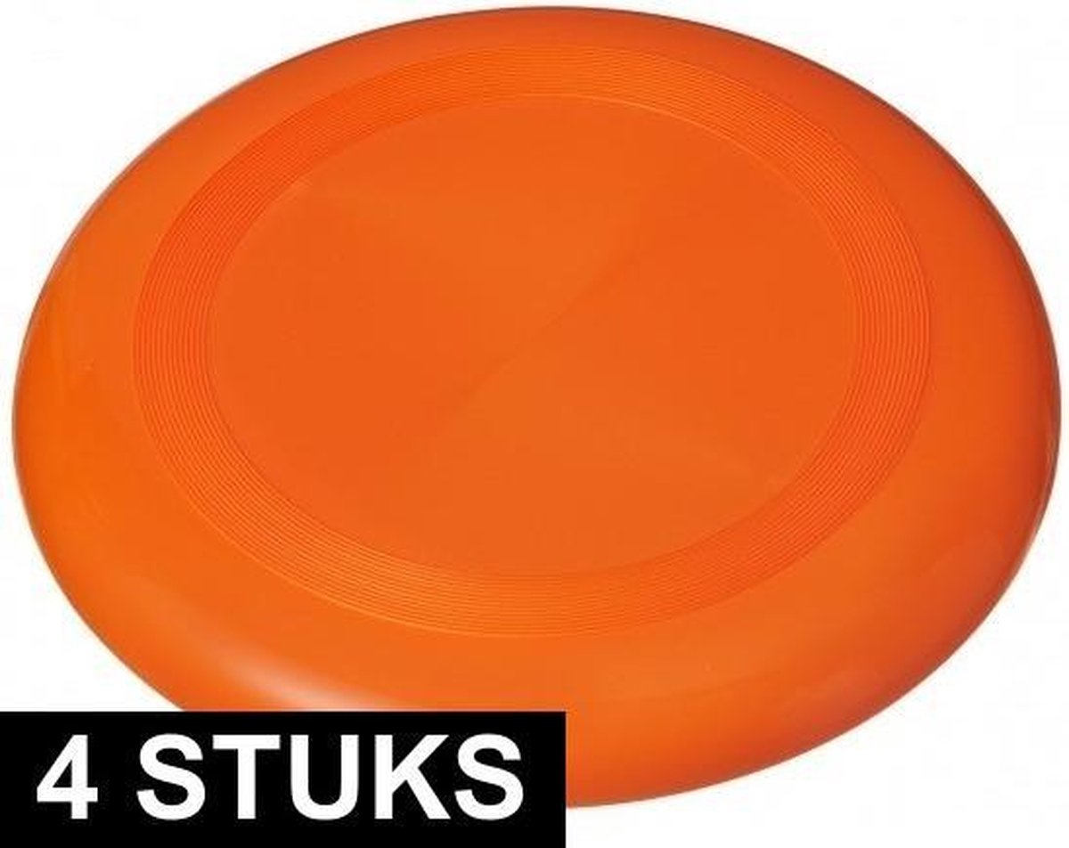 4x Oranje Frisbee - Buitenspeelgoed/strand speelgoed
