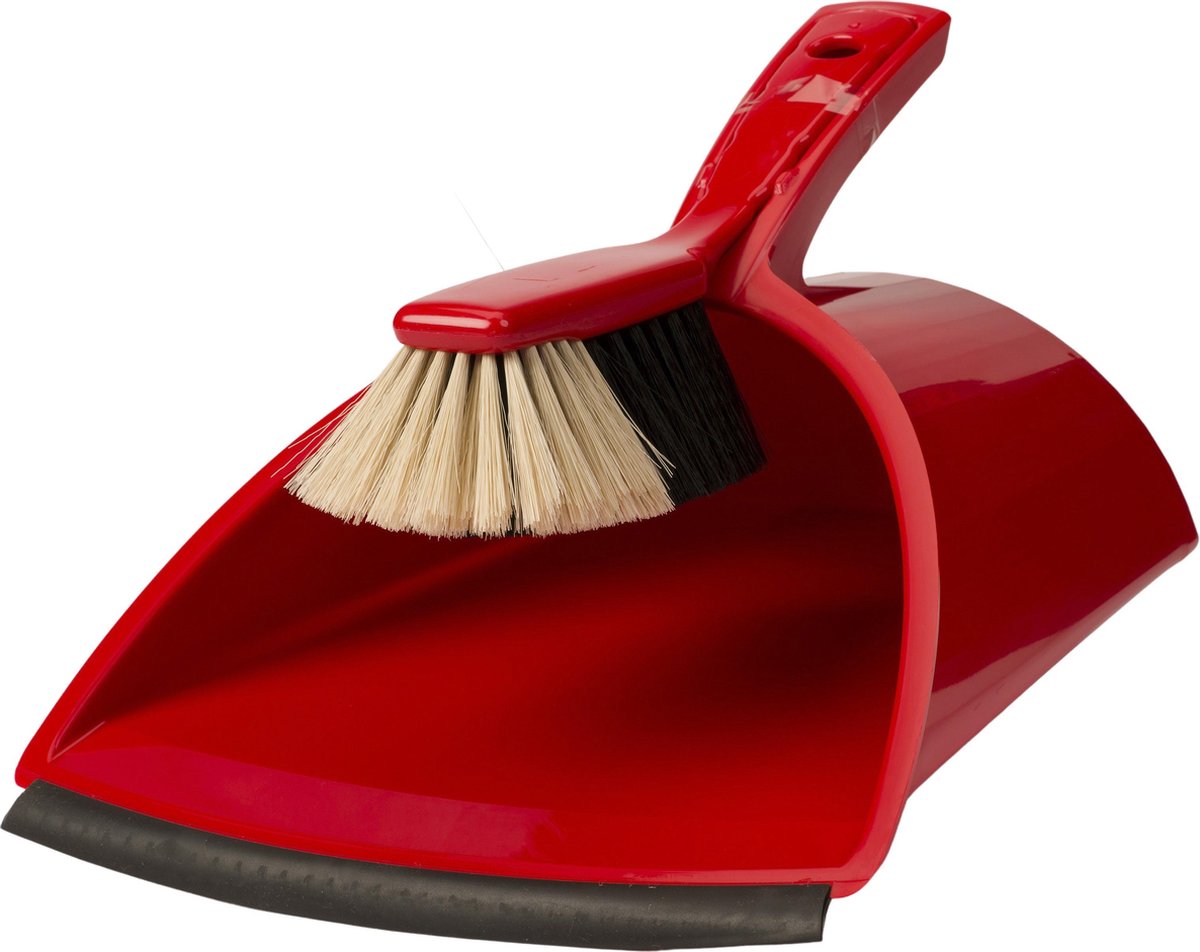 Stoffer & Blik met Grote Opvangbak - Rood