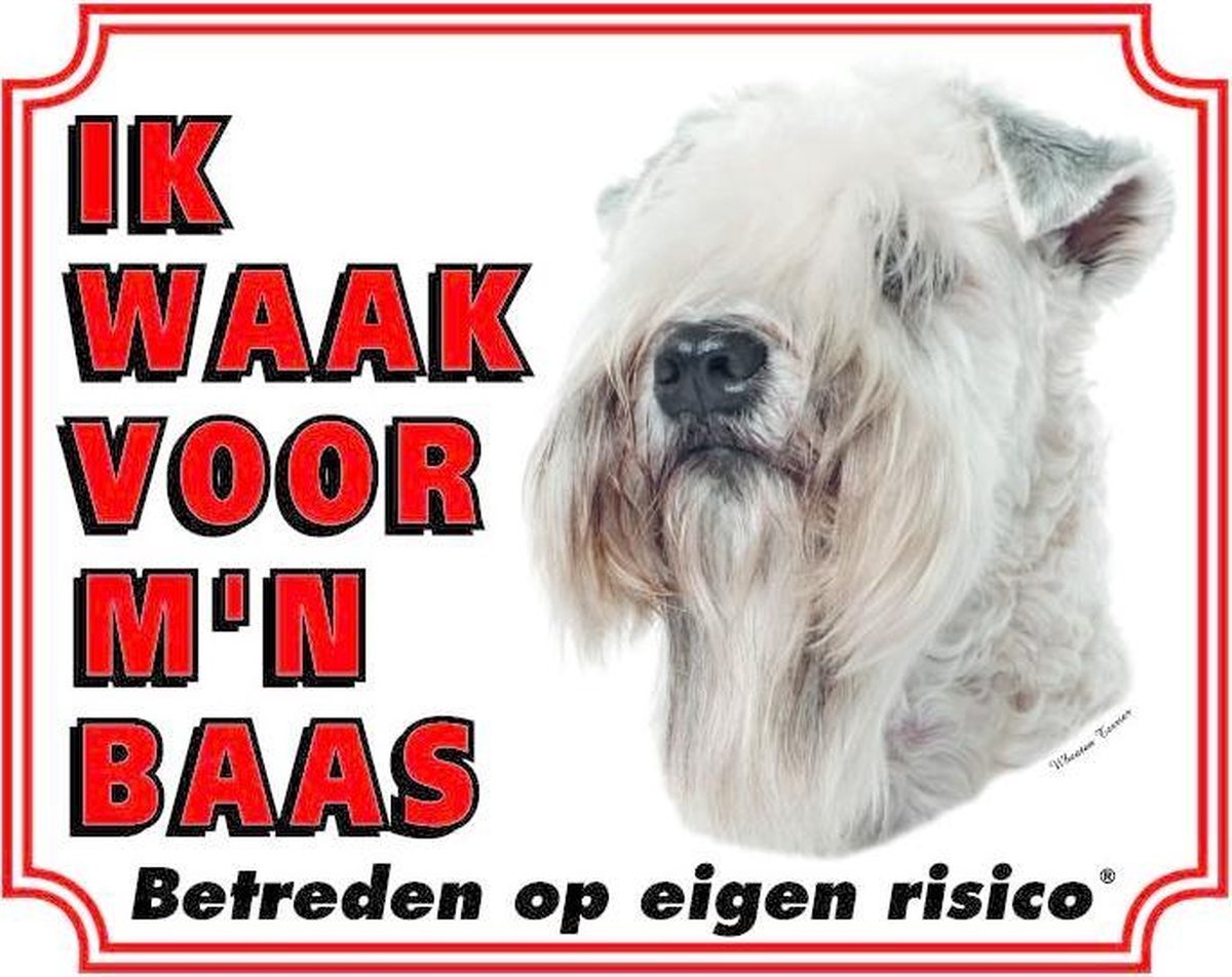 Softcoated Wheaten Terrier Waakbord - Ik waak voor mijn Baas