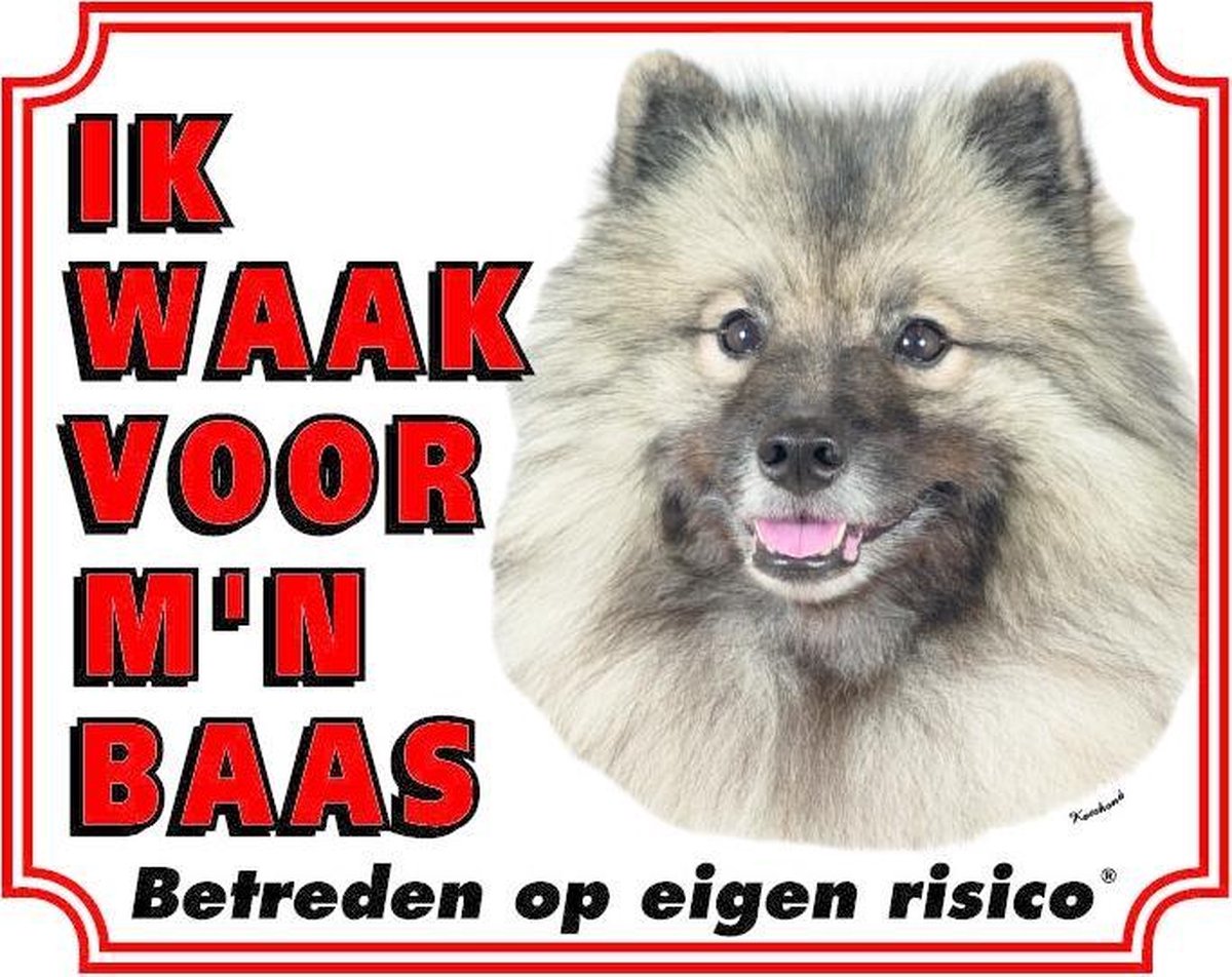 Keeshond Waakbord - Ik waak voor mijn Baas  Grijs