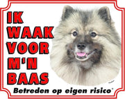 Keeshond Waakbord - Ik waak voor mijn Baas  Grijs