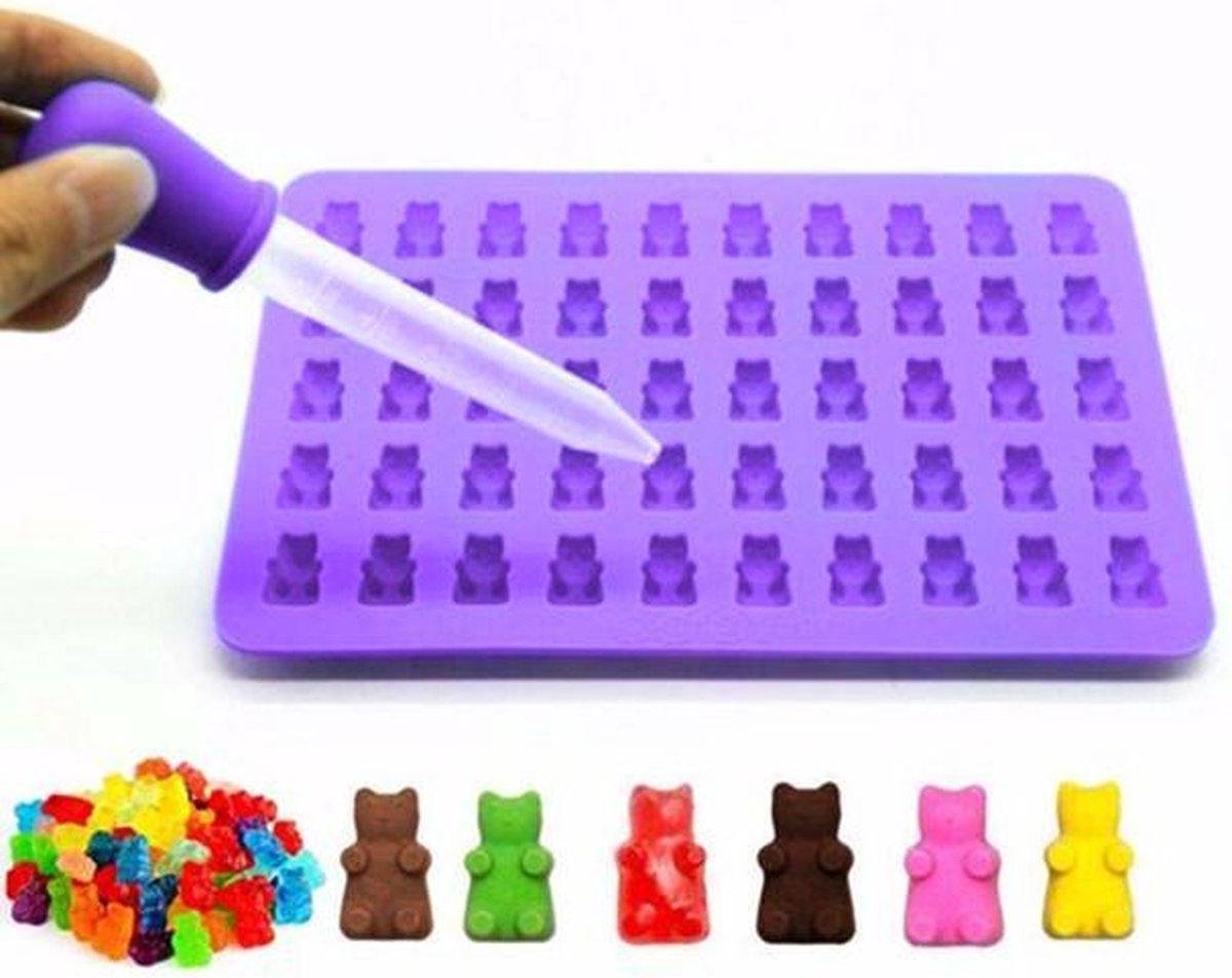 Siliconen Gummy Bear Mal – Chocoladevorm – Gelatine vorm – Snoep Maker – Ijsvormpjes – Gelei mal - Paars