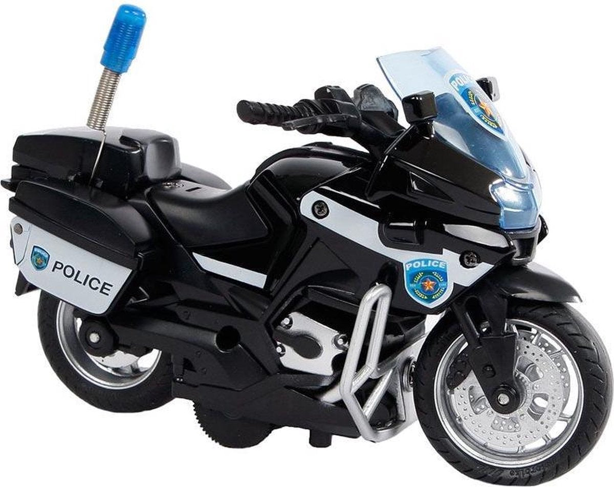 2-play Politiemotor Vs Pull-back Jongens 13 Cm Zwart/wit