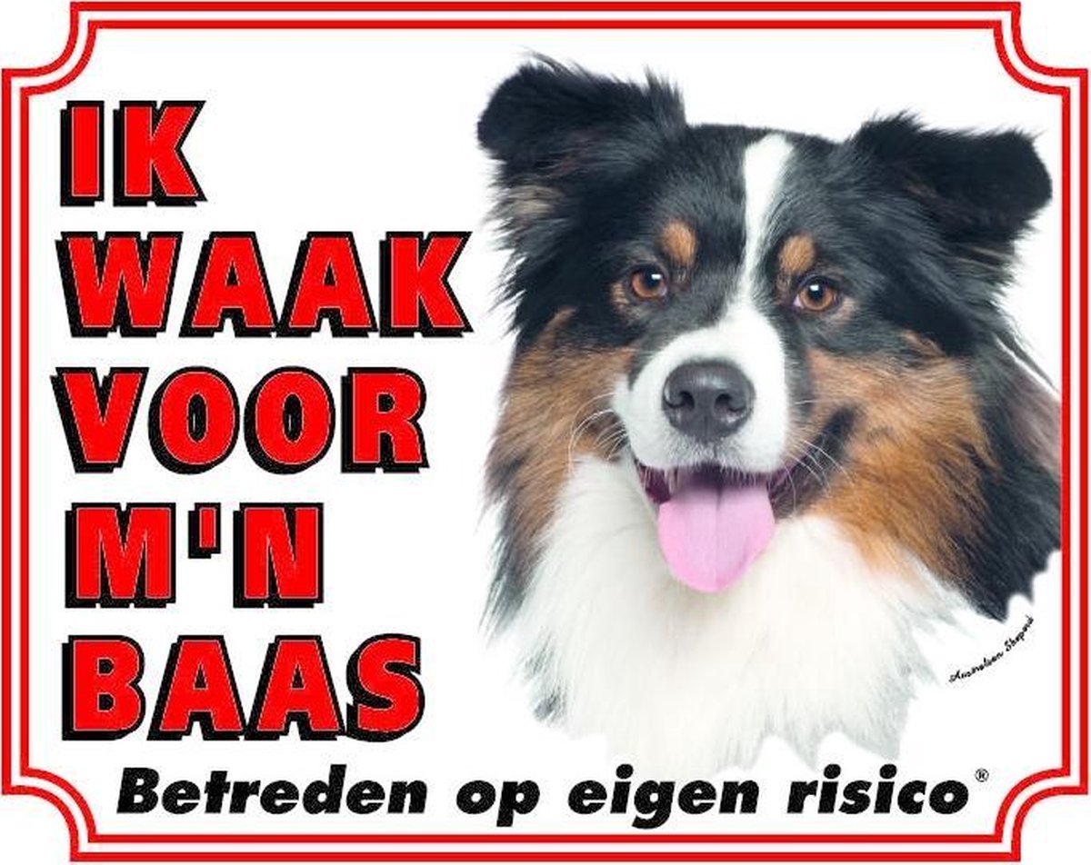 Australian Shepherd Waakbord - Ik waak voor mijn Baas