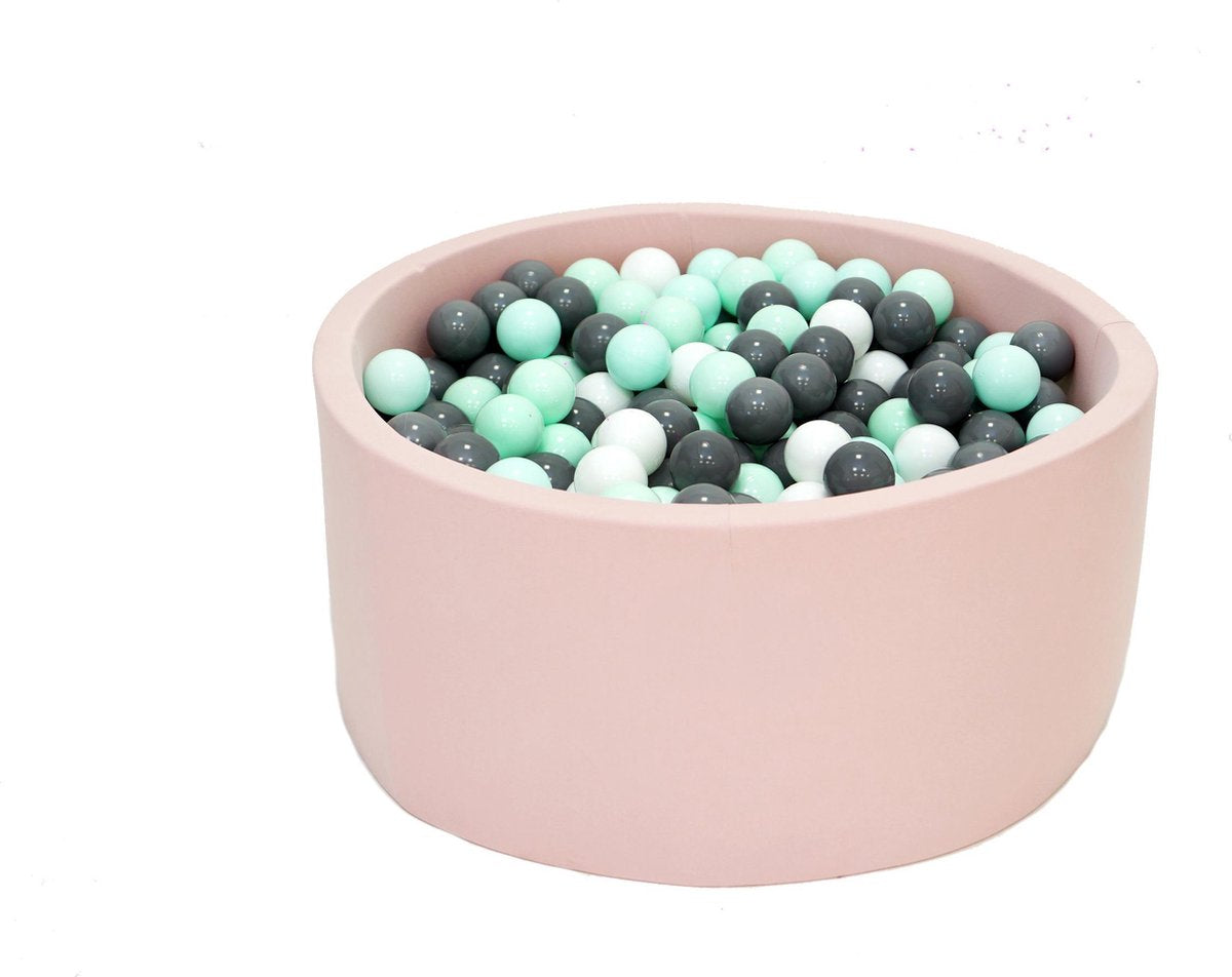 Ballenbak Roze 90x40 met 250 ballen Grijs Zwart