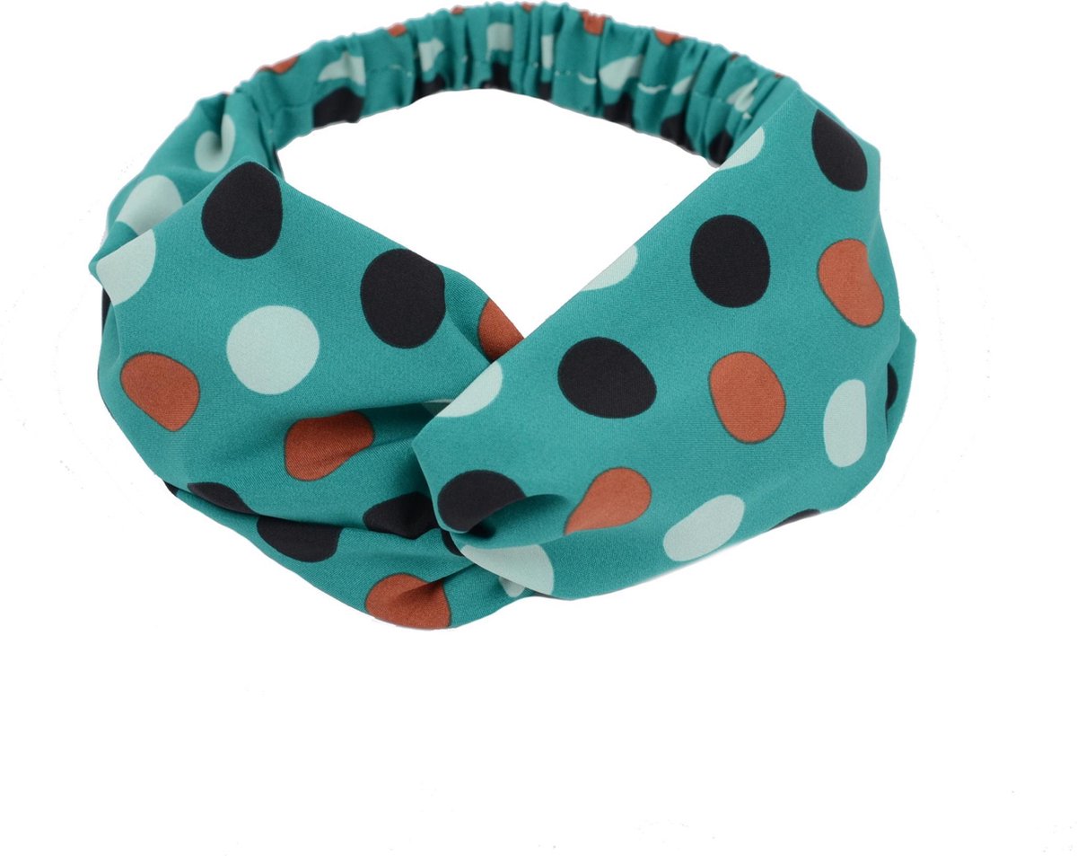 Haarband Print | Stip Groen - Bruin - Wit - Zwart | Elastische Bandana | Fashion Favorite