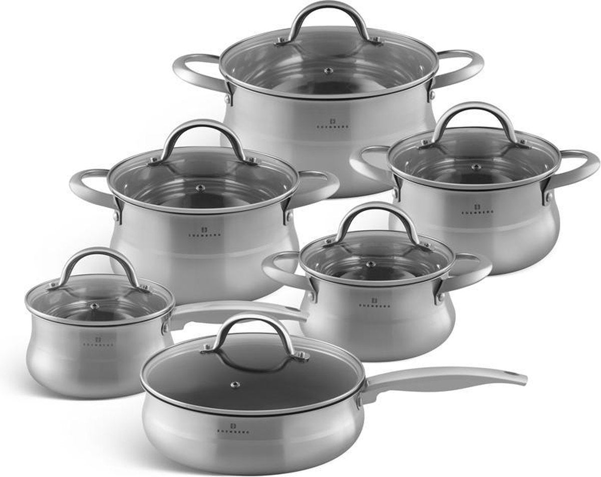 Edënbërg Classic Line - Luxe Pannenset - RVS - 12 delig - Sandwichbodem
