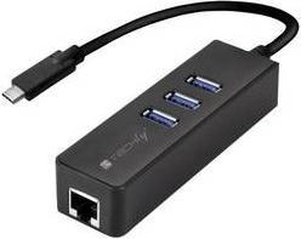 TECHly USB-C Adapter [1x USB-C plug - 1x RJ45 socket] IDATA-USB-ETGIGA-3C2 incl. USB 3.0 3-port hub
