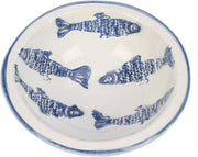 6x Kom Vissen blauw/wit Ø17xH6cm