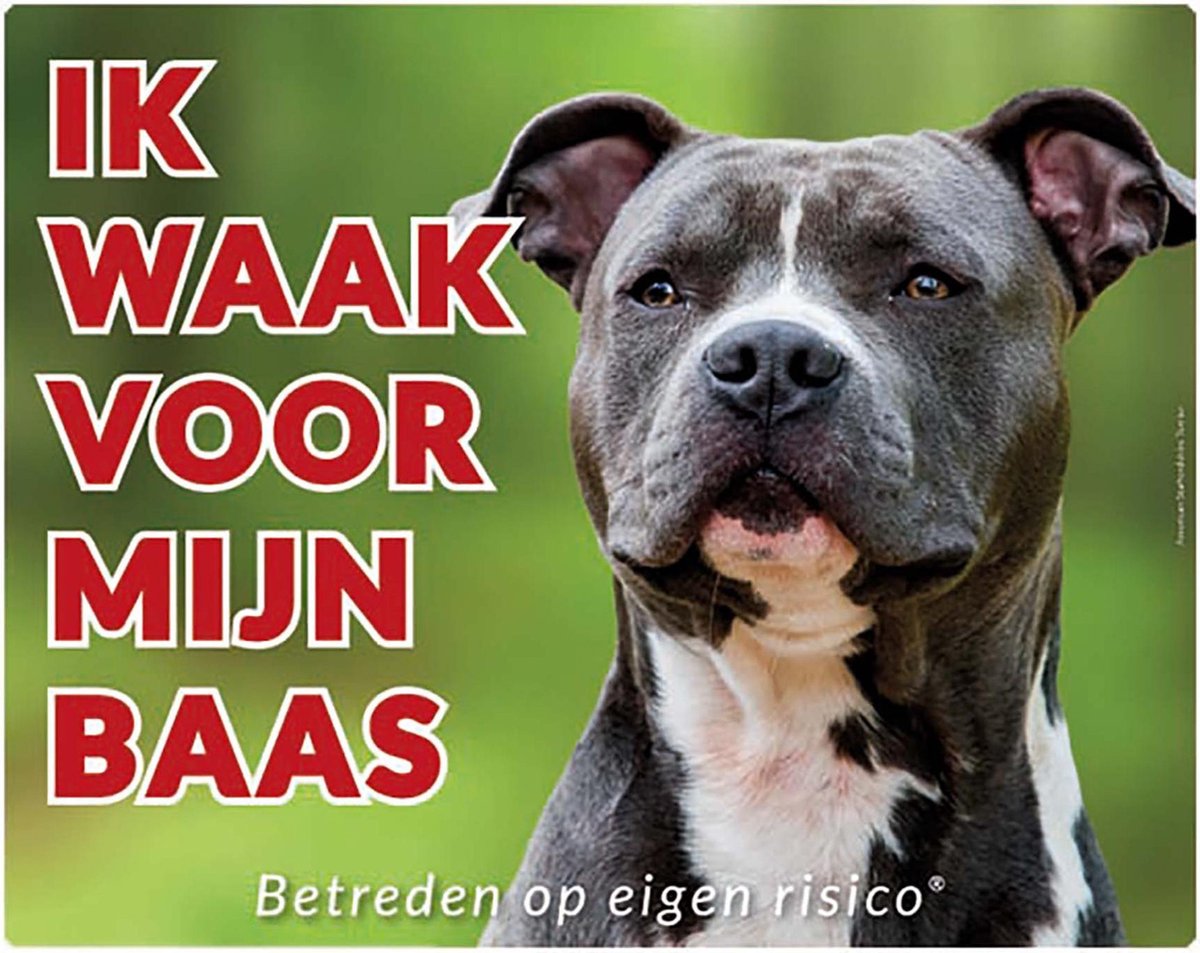 American Staffordshire Terrier Waakbord - Ik waak voor mijn Baas