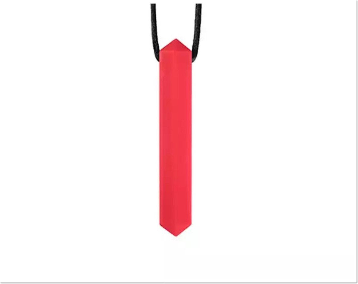 Bijtketting-Kauwketting- Kristal Staafje lang- Rood