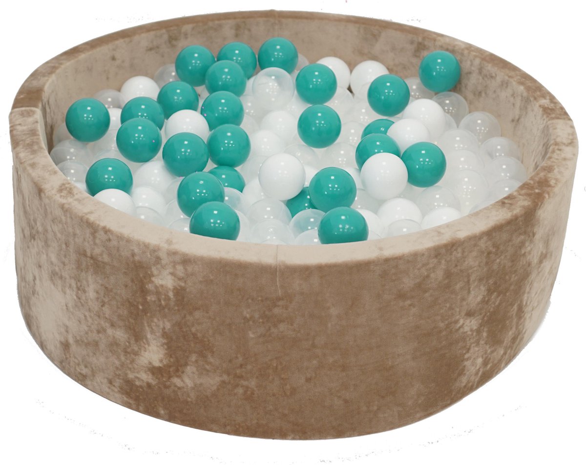 Velvet Ballenbak Goud 90x40 met 250 ballen Turquoise