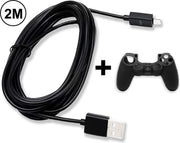 EYSLife PS4 Oplaadkabel - 2 Meter - High Speed - Gratis Controller Beschermhoesje - PlayStation 4 Oplader - PS4 Accessoires