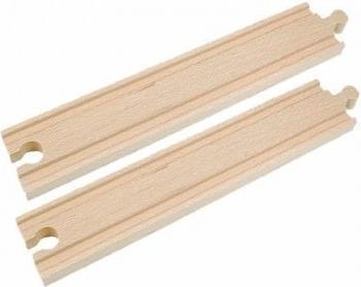 Planet Happy houten trein rails 2 rechte banen 22cm