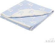 Soft Touch Deken Elephant 80 X 78 Cm Fleece Blauw/wit
