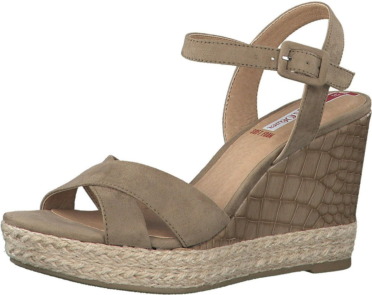 S.Oliver Sandalen met sleehak taupe - Maat 40