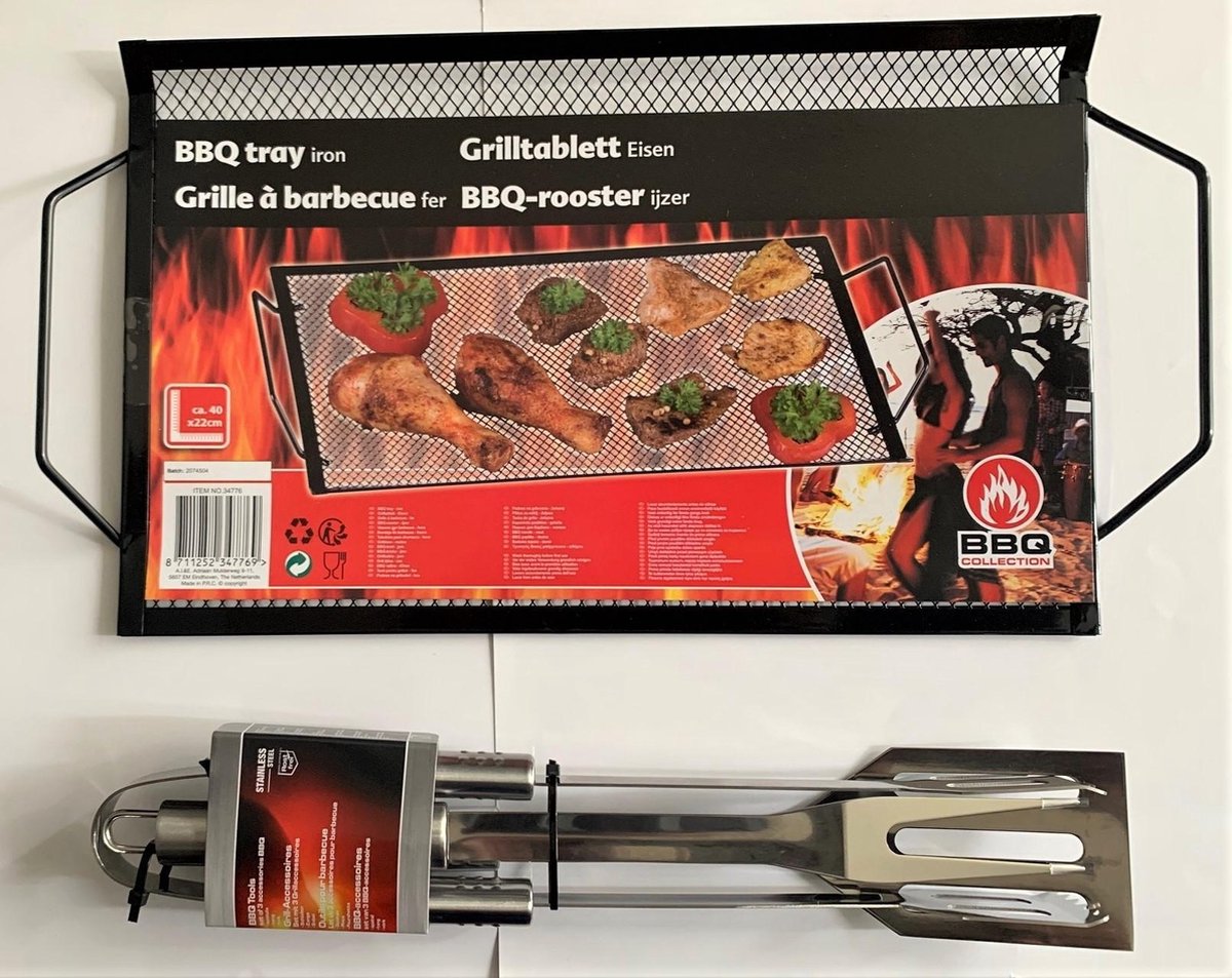BBQ - set : bbq rooster + 3 bbq accessoires : spatel