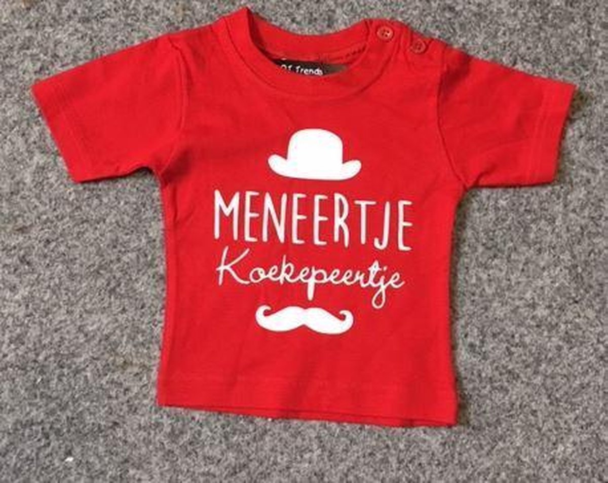 Baby shirt met opdruk '' meneertje.... maat 68 rood