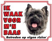 Cairn Terrier Waakbord - Ik waak voor mijn baas Grijs