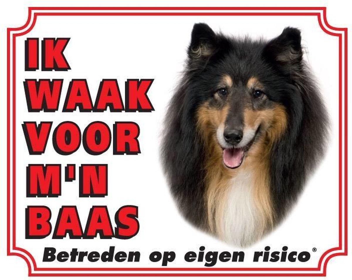 Schotse Herder / Collie Waakbord - Ik waak Zwart