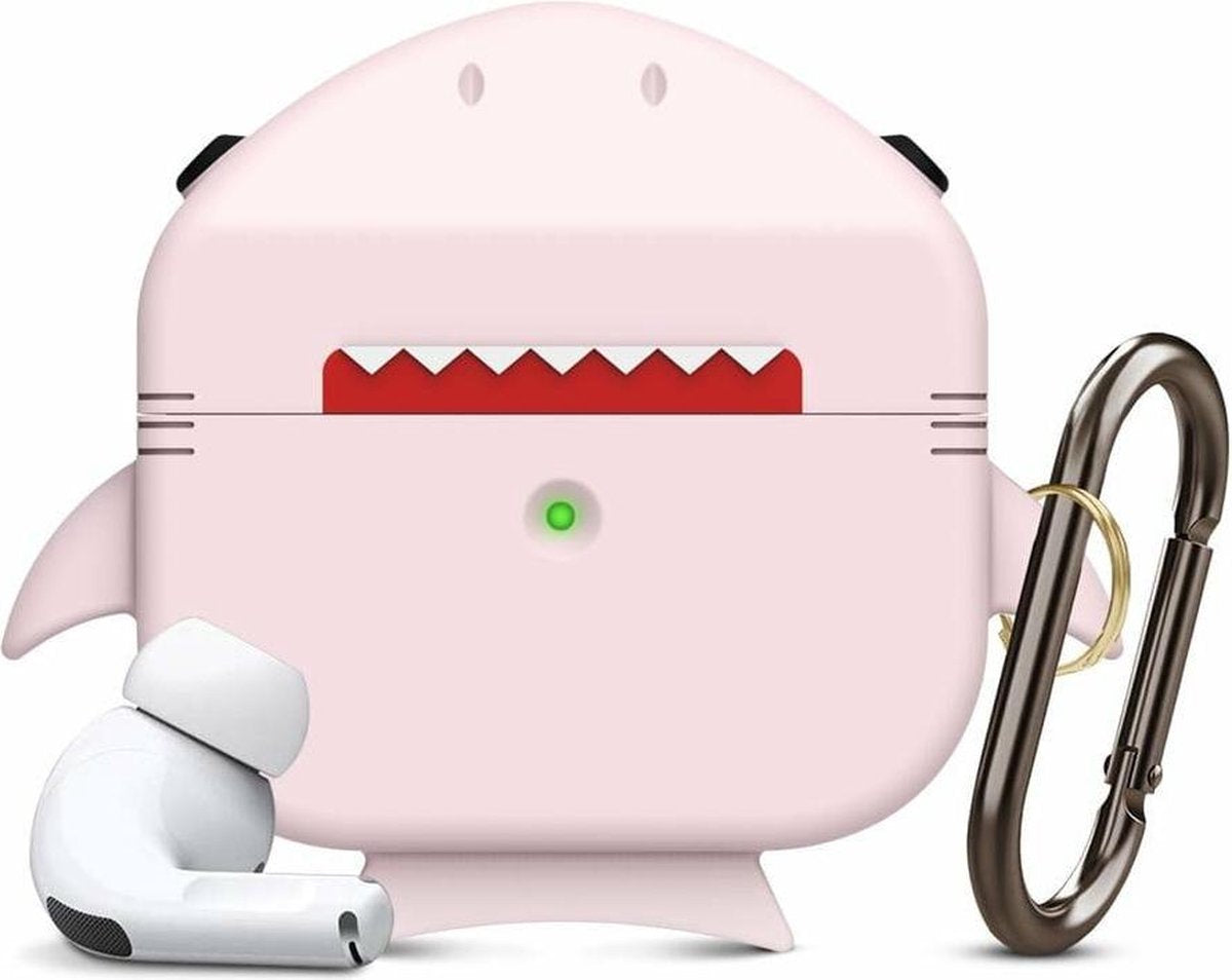 Haai Case Cover Voor Airpods Pro - Siliconen Roze | Watchbands-shop.nl