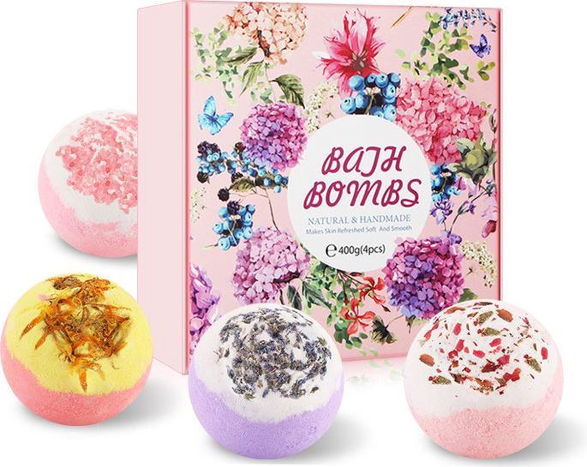 4 XL Bruisballen voor bad - Bath bombs set - badzeep - Bad - bruisballen natuurlijk - bruistablet