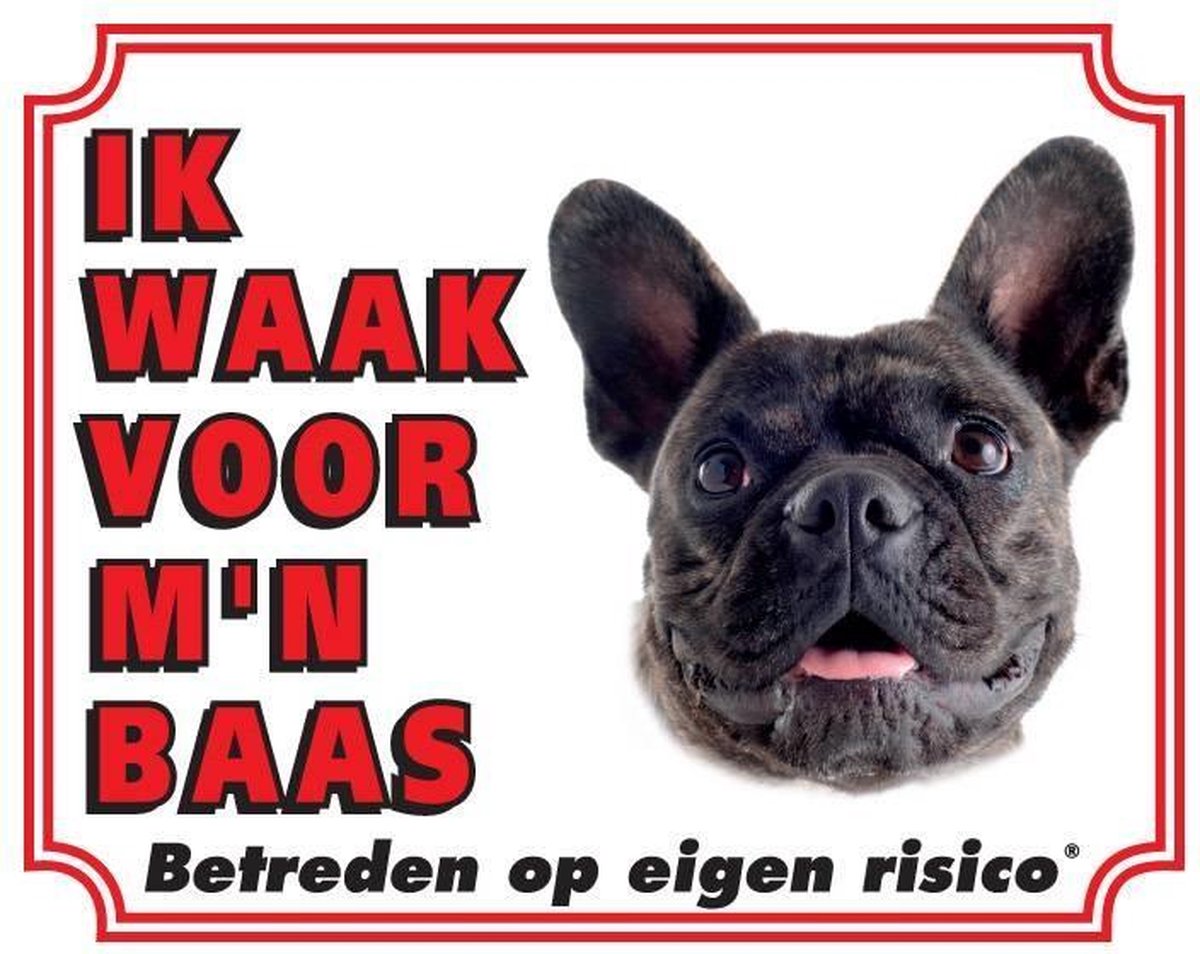 Franse Bulldog - Waakbord - 20 cm x 25 cm