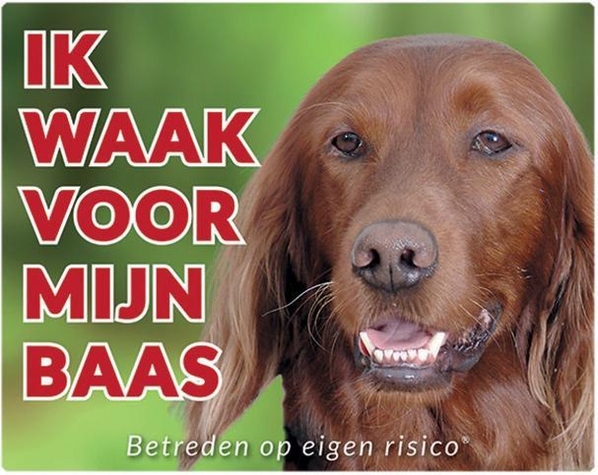 Ierse Setter Waakbord - Ik waak voor mijn baas