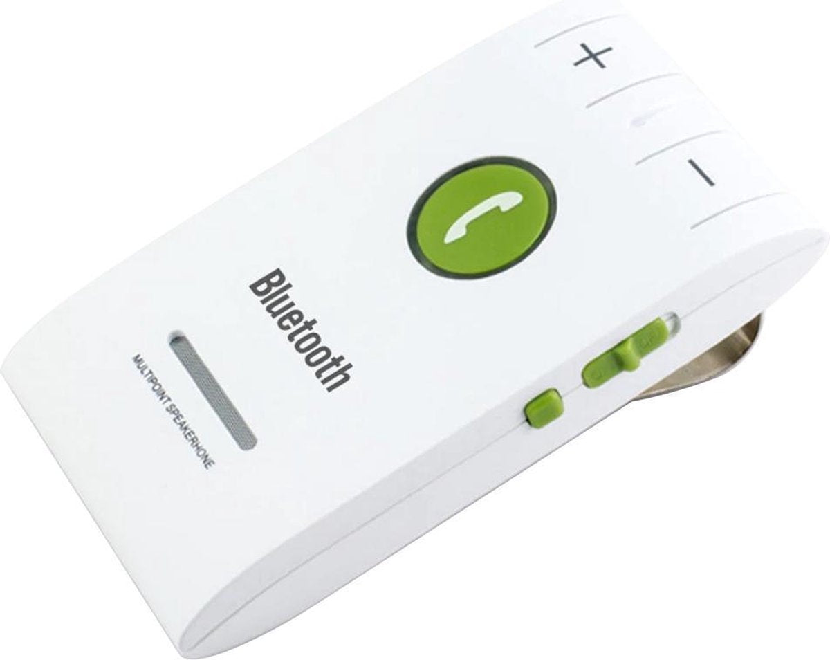 MMOBIEL Draadloze Bluetooth 4.0 Multipoint Carkit - bevestiging aan de zonneklep (WIT)