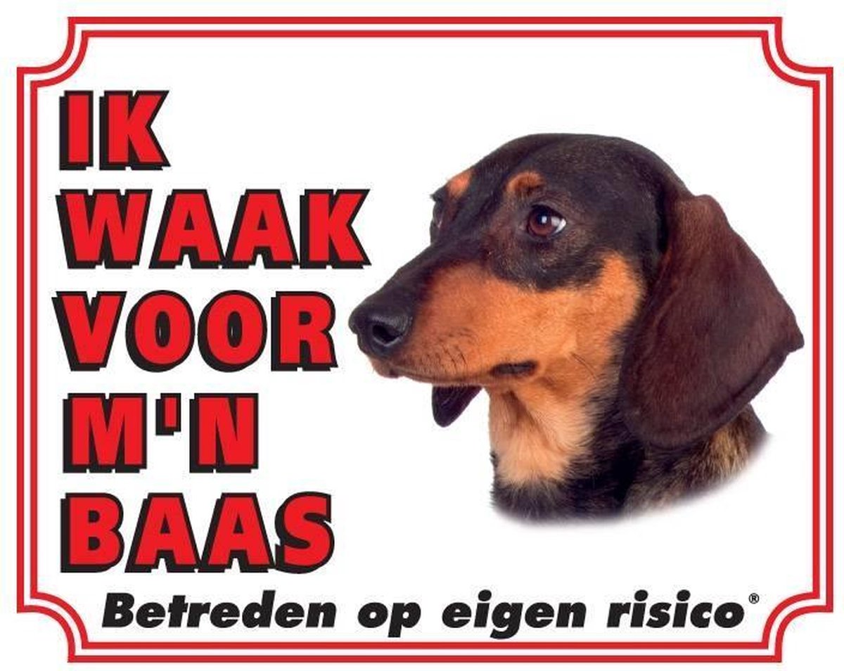 Teckel Waakbord - Ik waak voor mijn baas Korthaar