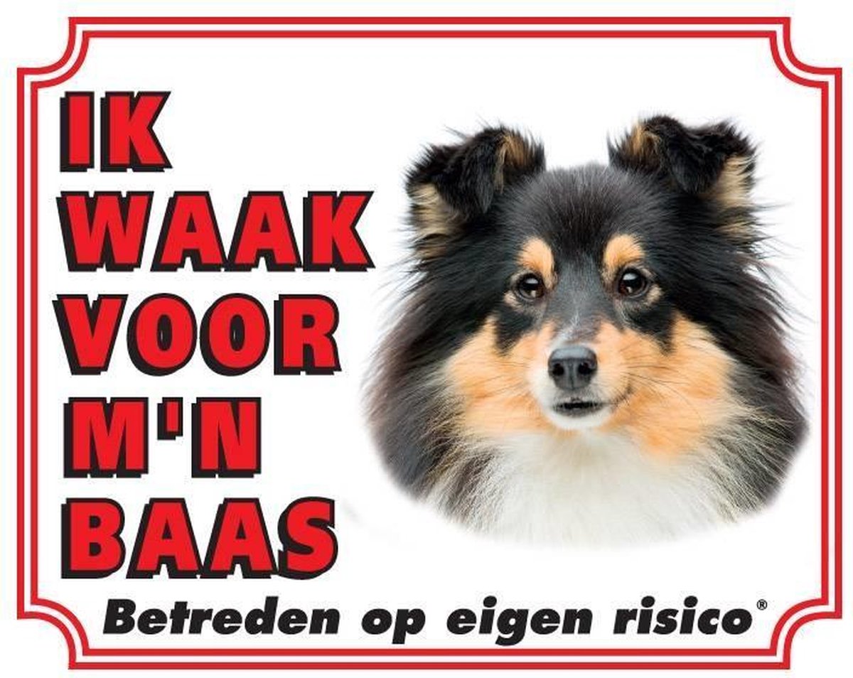 Shetland Sheepdog Waakbord - Ik waak voor Zwart