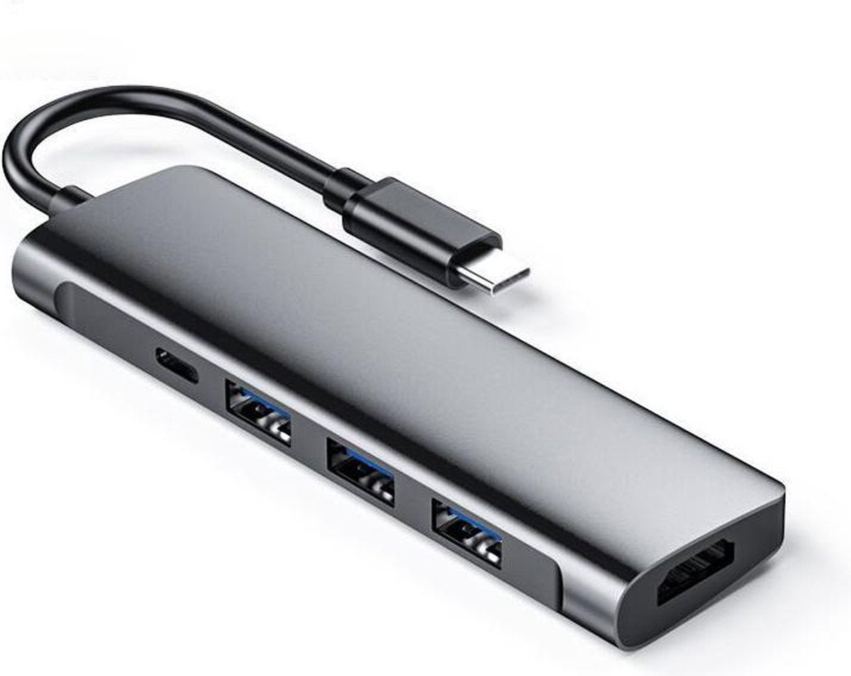 USB-C Hub Adapter 5 in 1 | Multi-Port Adapter voor MacBook / HP / Dell / Asus | Met HDMI 4K / USB-C PD / USB-A 3.0