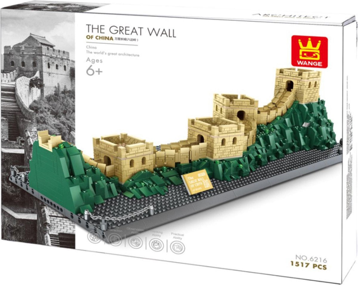 WanGe Architecture - Chinese Wall China - 1517 Onderdelen - Lego Compatibel - Bouwdoos