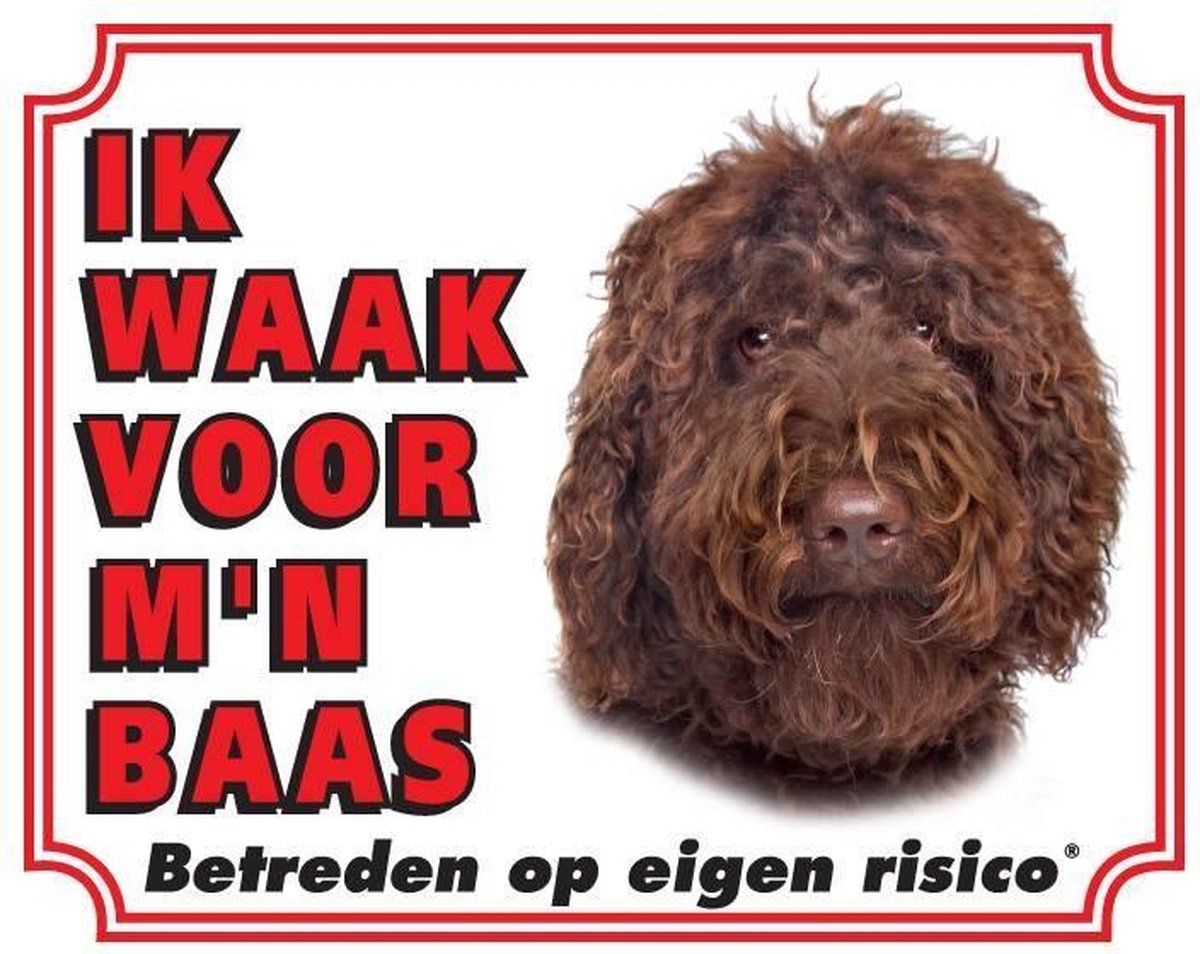 Labradoodle Waakbord - Ik waak voor mijn baas Bruin