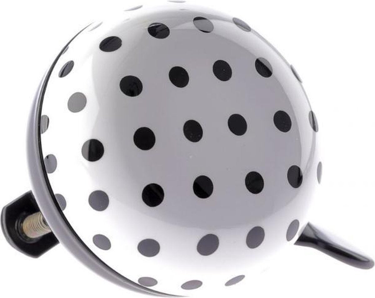 Nv ding dong bel 60mm dots wit met zwarte stippen kaart