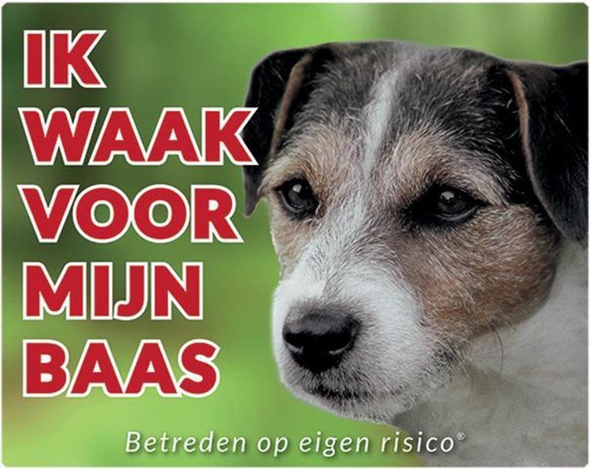 Jack Russel Ruwharig Waakbord - Ik waak voor mijn baas