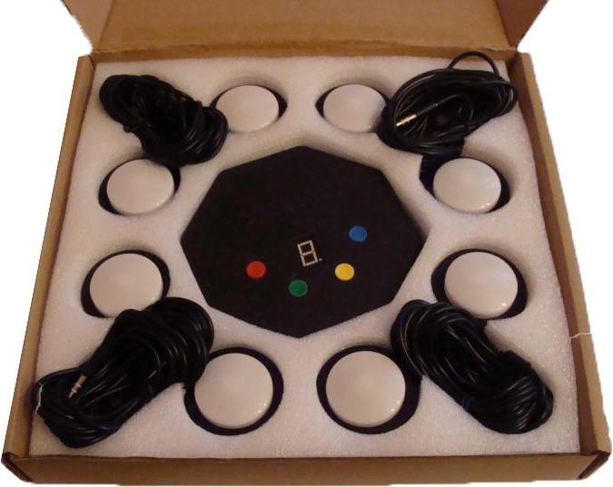 QuizXpress Octobuzzy quiz buzzer/drukknop systeem zwart