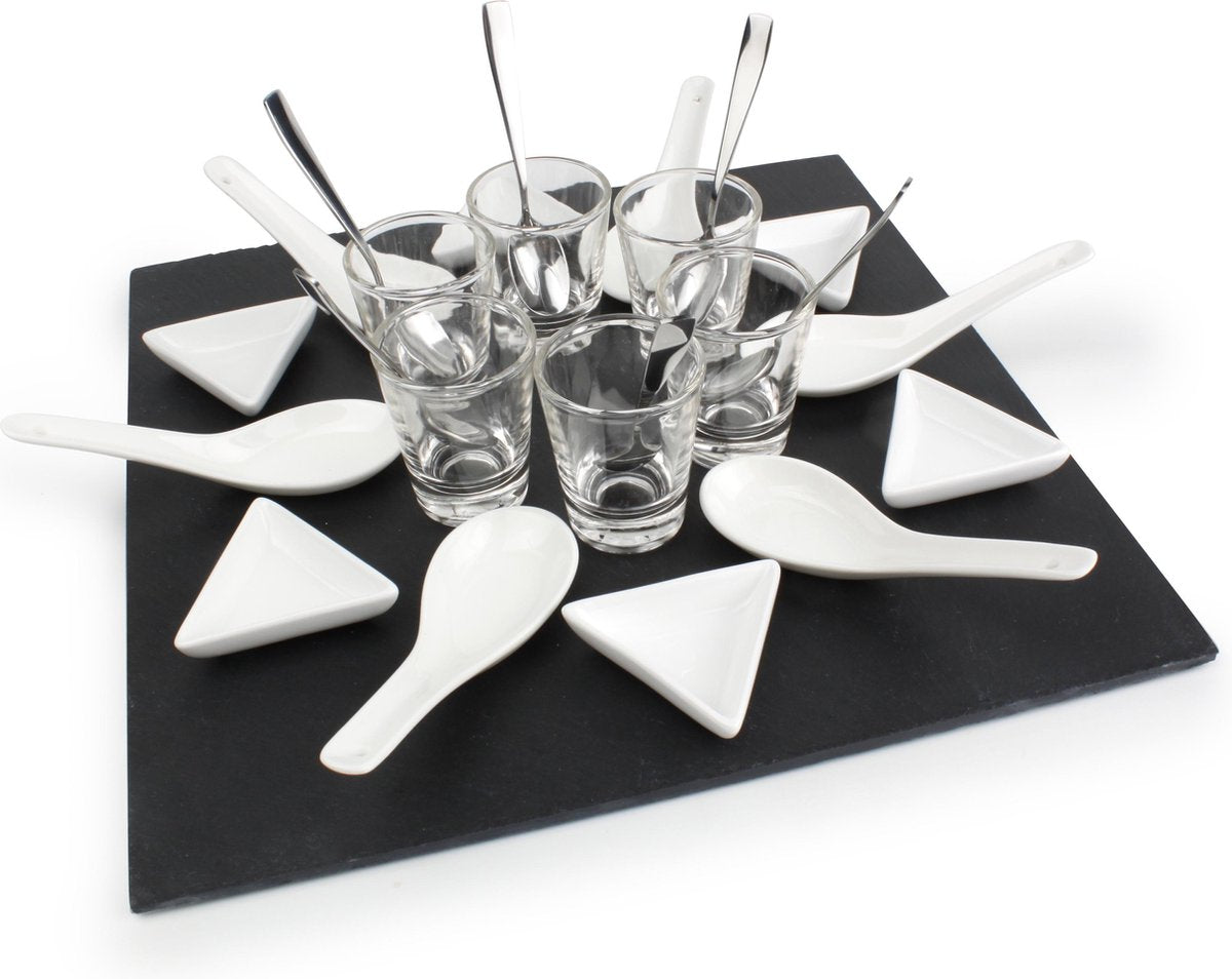 Yong Piccoli Partyset - 30 x 30 cm- 24-delig - Leisteen