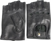 Driver vingerloze leren handschoenen zwart maat M